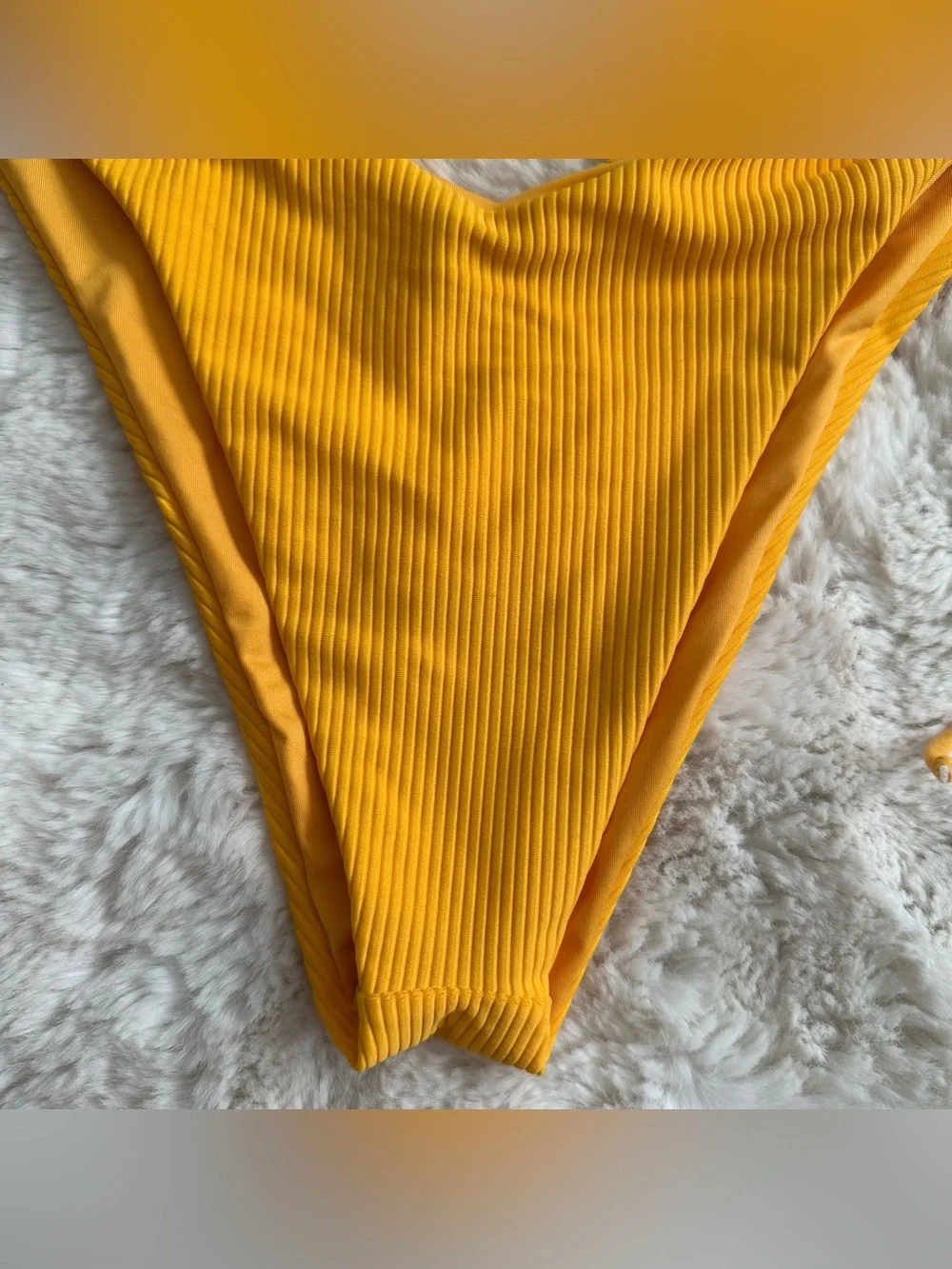 Frankie’s Bikinis Ruby Yellow Ribbed Bikini Bottoms in Squeeze/Mustard Yellow